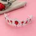thumbnail image 3 of Miangastore Têtes de Couronne de Mariage en Cristal Royal, Accessoires pour Cheveux de Mariée (Base Argentée, Rouge), 3 of 8