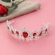 thumbnail image 4 of Tiara de cristal real, corona nupcial, tocado, accesorios para el cabello de novia (base plateada, rojo), 4 of 7