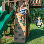 Backyard Discovery Skyfort II Cedar Wood Swing Set, Spiral Tube Slide, Clubhouse