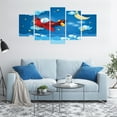 thumbnail image 4 of Moon 5 Panels Acrylic Glass Wall Art, Retro Airplane Moon and Stars in Sky Jumping Fish and Wavy Sea Print, Accent for Living Room, Bedroom, Dorm, 60" x 30", Blue and Yellow, by Ambesonne, 4 of 5