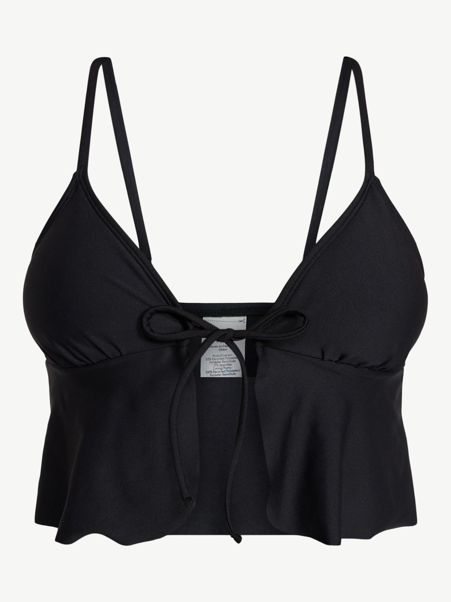 No Boundaries Moonlight Black Ruffle Tankini, Women’s XXS-XXL