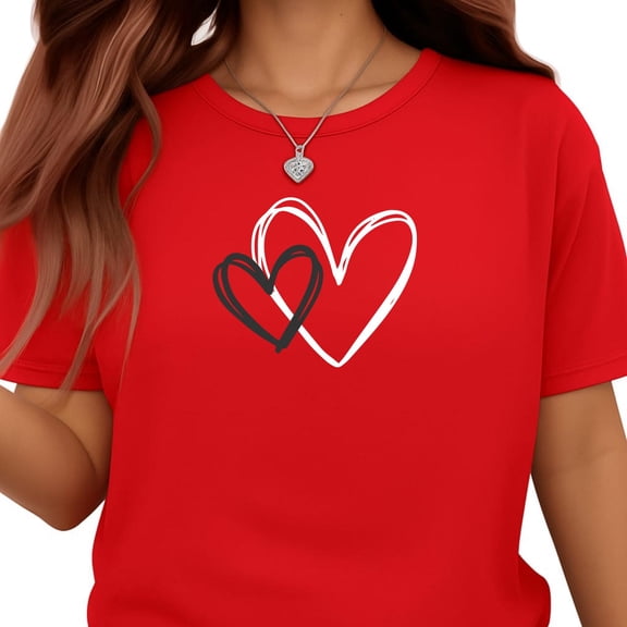BANJOJO Heart T-Shirt | Cute Valentine’s Day Graphic Tee | Romantic Love Shirt for Women & Men | Casual Couples Gift Top