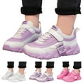 thumbnail image 6 of Ediodpoh Fashion Four Seasons Children Sneakers Girls Flat Thick Bottom Non Lightweight Mesh Upper Breathable Comfortable Lace up Hook Loop Solid Color Casual Style Kids Shoes White 4, 6 of 9