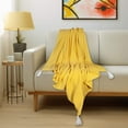 thumbnail image 5 of 50" X 60" Yellow Woven Cotton Throw Blanket with Tassels, 5 of 6