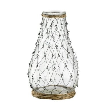 A & B Home Transitional Teardrop Vase With Clear And Black Finish 77653