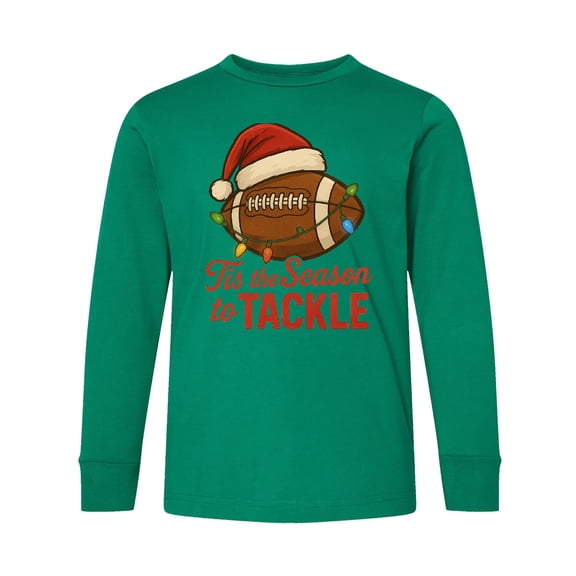 Inktastic Tis the Season to Tackle Football Christmas Long Sleeve Youth T-Shirt