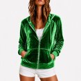thumbnail image 7 of Enjoytime Velvet Hoodies for Women Long Sleeve Zip Up Jacket Fall Winter Solid Soft Casual Sweatshirt Outerwear with Pocket, 7 of 7