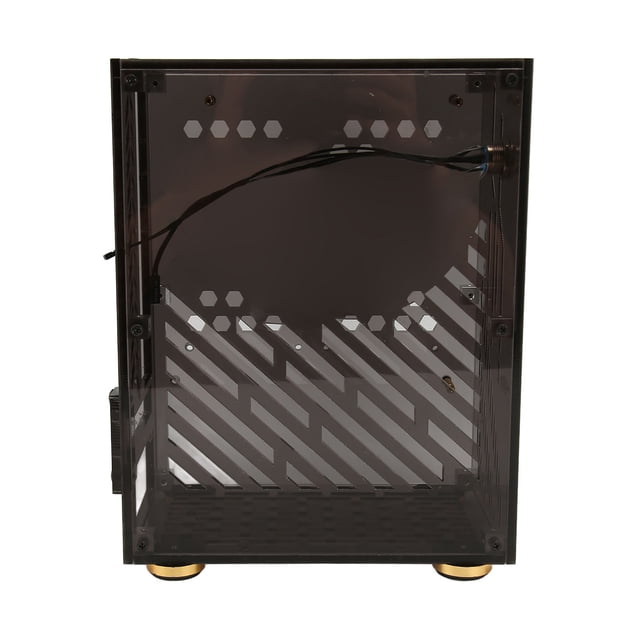 Mini ITX Case 4.3L Panel acrílico transparente Almohadillas de amortiguación de enfriamiento de 360 grados Mini PC Case para FLEX 1U Power SSD de 2.5 pulgadas Negro