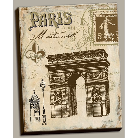 Canvas Paris France Postcard Trendy Collage Travel Popular Triomphe De Arc Quality Fashionable 11x14