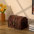 thumbnail image 2 of Vintiquewise QI003316 Antique Wooden Pirate Chest with Lion Rings and Lockable Latch, 2 of 7