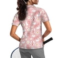 thumbnail image 2 of COEQINE Short Sleeve Golf Shirts for Women V Neck 1/4 Zip Workout Polo Shirts Easter Bunny Egg and Daisy Floral Pink Print Lightweight Golf Tops Moisture Wicking Sportswear, 2XL, 2 of 7