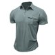 thumbnail image 3 of pstuiky camiseta de hombre, Blusa de manga corta con cuello vuelto y botones transparentes y encaje calado para hombre camisetas de hombre xxl, 3 of 4