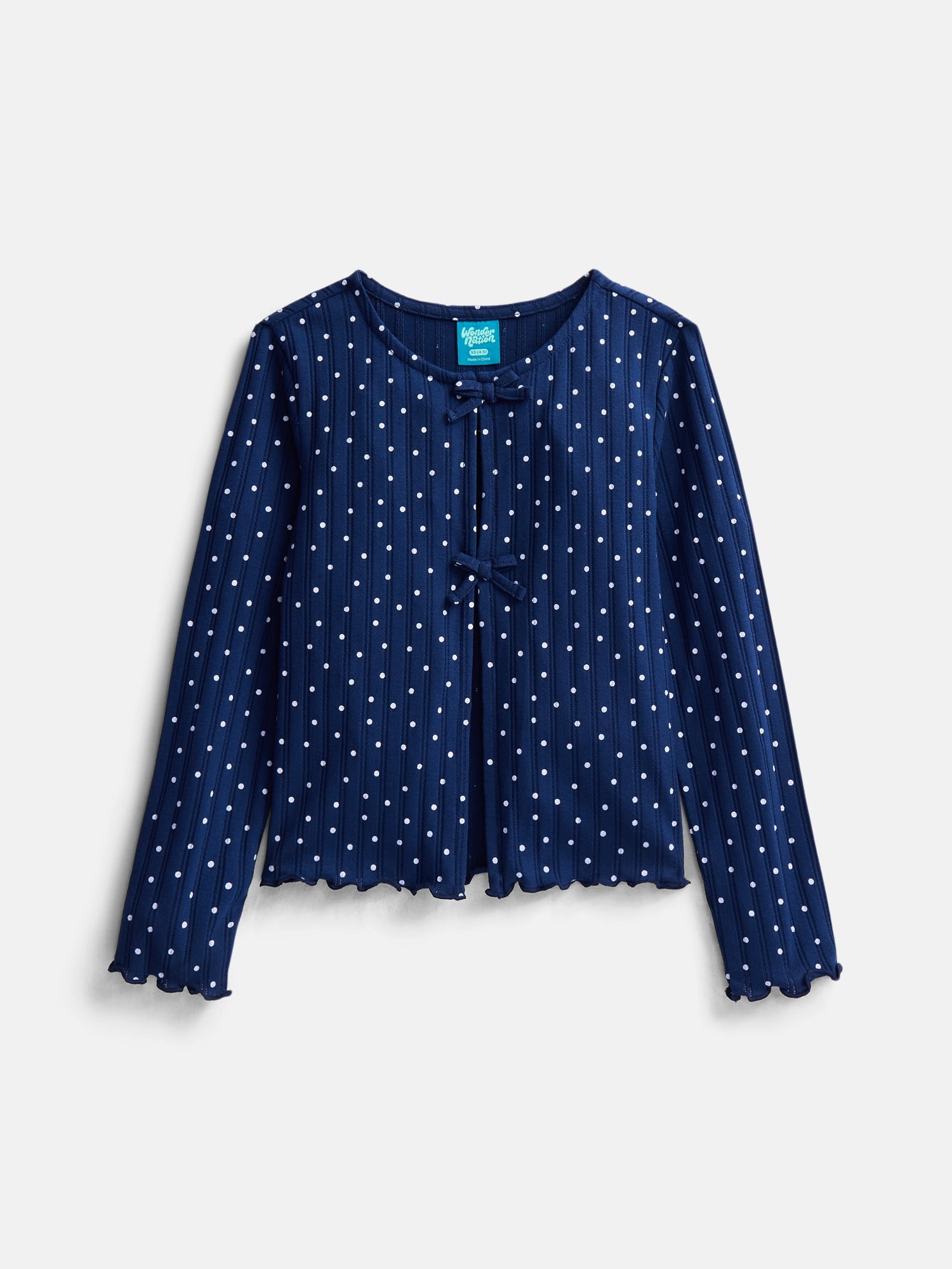 Wonder Nation Girls Ribbed Pointelle Knit Cami and Cardigan Set, Sizes 4-18