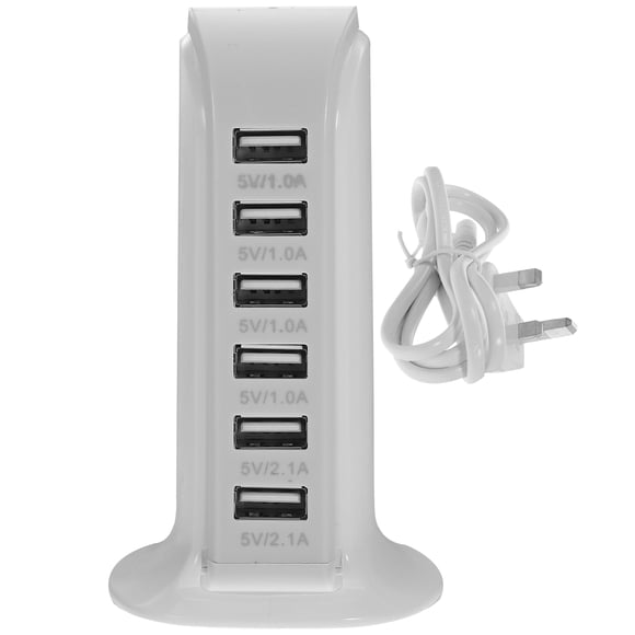 EeaseMX Cargador USB Rosy de 30 W y 6 puertos, estación de carga rápida de 6 A, enchufe original del Reino Unido.
