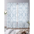 thumbnail image 3 of Boho Blue Floral Sheer Curtains 84 Inch Length 2 Panels Set, Country Ethnic Abstract Flower Pattern Voile Window Treatment Rod Pocket Curtains Sheers Drapes for Bedroom/Living Room/Kitchen 52"x84"x2, 3 of 7