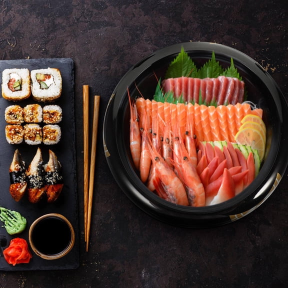 BESTYASH Round Reusable Plastic Sushi Dish Tray for Kitchen Use, and Decorative Serving Plate