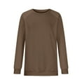 thumbnail image 4 of HXWCHs Women's Solid Raglan Sleeve T-shirt Loose Fit Long Sleeve Knit Sweater top Casual Round Neck Pullover Tunic Blouse for Everyday Wear L Brown, 4 of 5