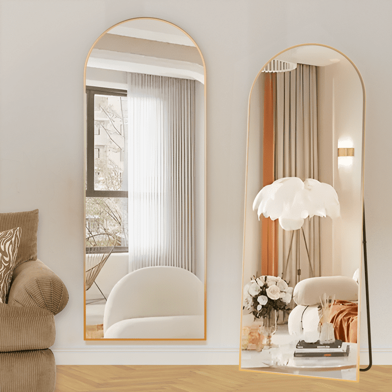 TinyTimes 64''x21'' Arched Full Length Mirror Modern Floor Mirror