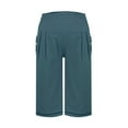 thumbnail image 3 of WILLBEST Pantalones Casuales de Verano para Mujer, de Color Liso, de Cintura Alta, Anchos y con Bolsillos y Botones. Mediana, 3 of 4