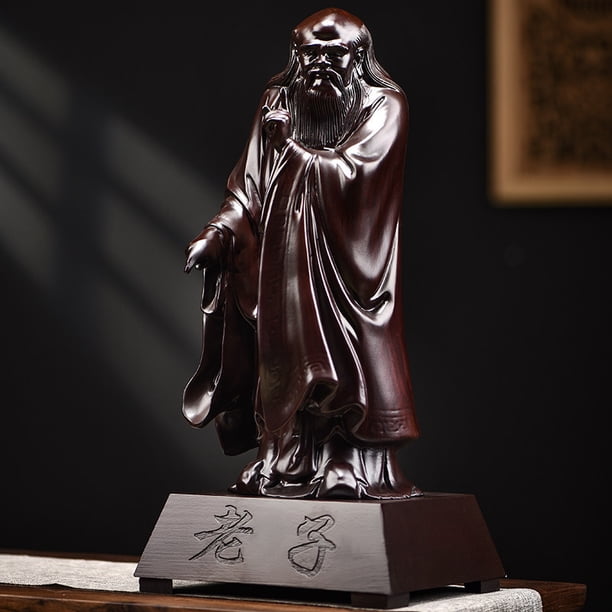 Rosewood carved Lao Tzu figurine, suitable for home, living room, study, office, entryway, corner-filling decorative crafts.