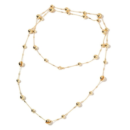 Yellow Crystal ION Plated Yellow Gold Stainless Steel Contemporary Station Style Strand Necklace 50