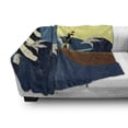 thumbnail image 3 of Lighthouse Soft Flannel Fleece Throw Blanket, Grunge Abstract Artwork of a Mysterious Woman in a Boat Sea Storm, Cozy Plush for Indoor and Outdoor Use, 70" x 90", Dark Blue Yellow Brown, by Ambesonne, 3 of 6