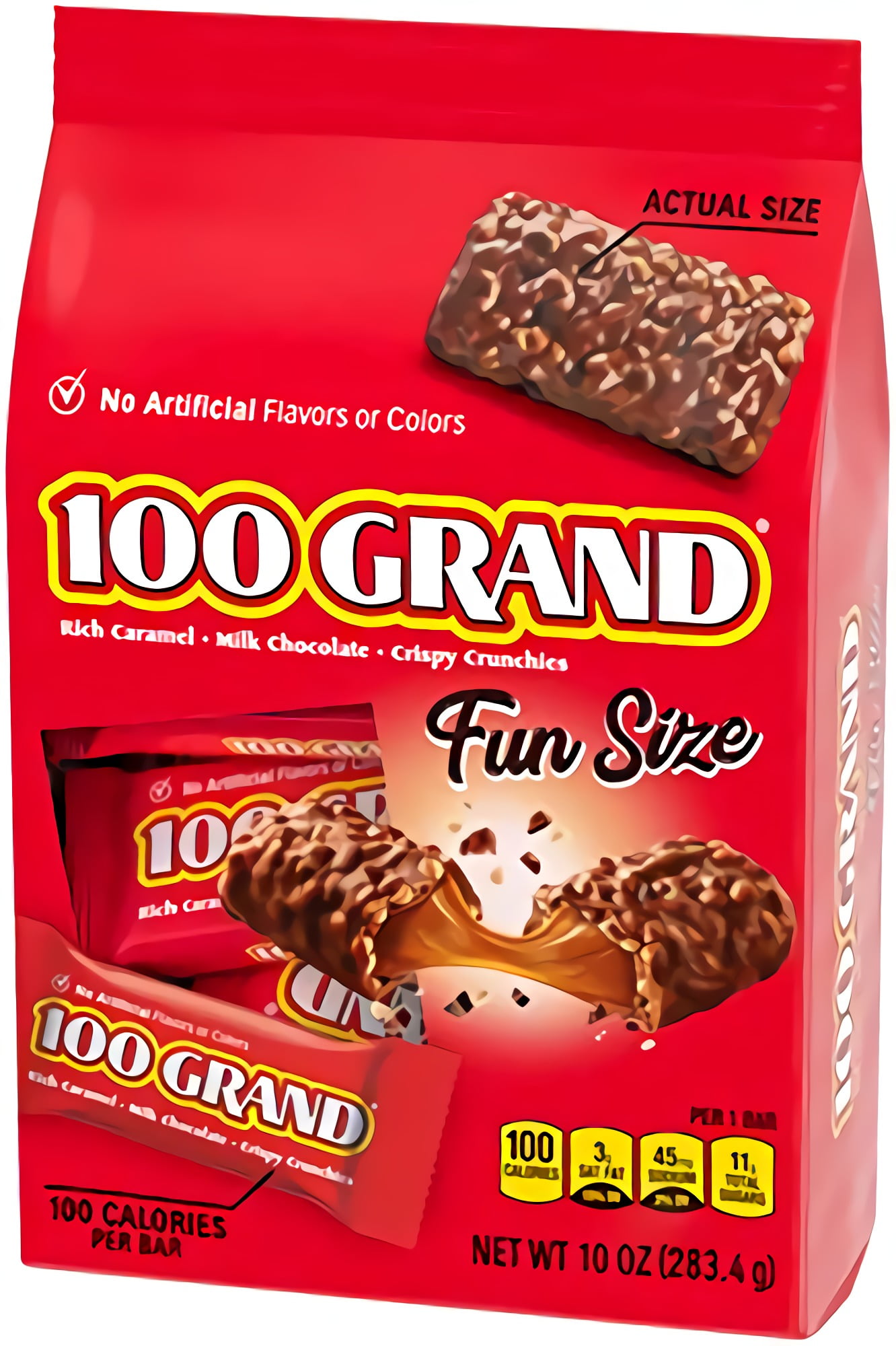 100 Grand Milk Chocolate Fun Size Candy Bars, Bulk Individually Wrapped Fer