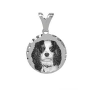 JAY AIMEE DESIGNS Personalized Round Black and White Charm With Diamond Cut Border