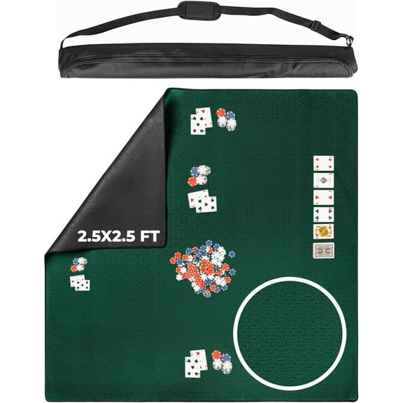 Feltectors Board Neoprene Mat Card Table Cover with Carry Storage Case 32 x 32 inches Green