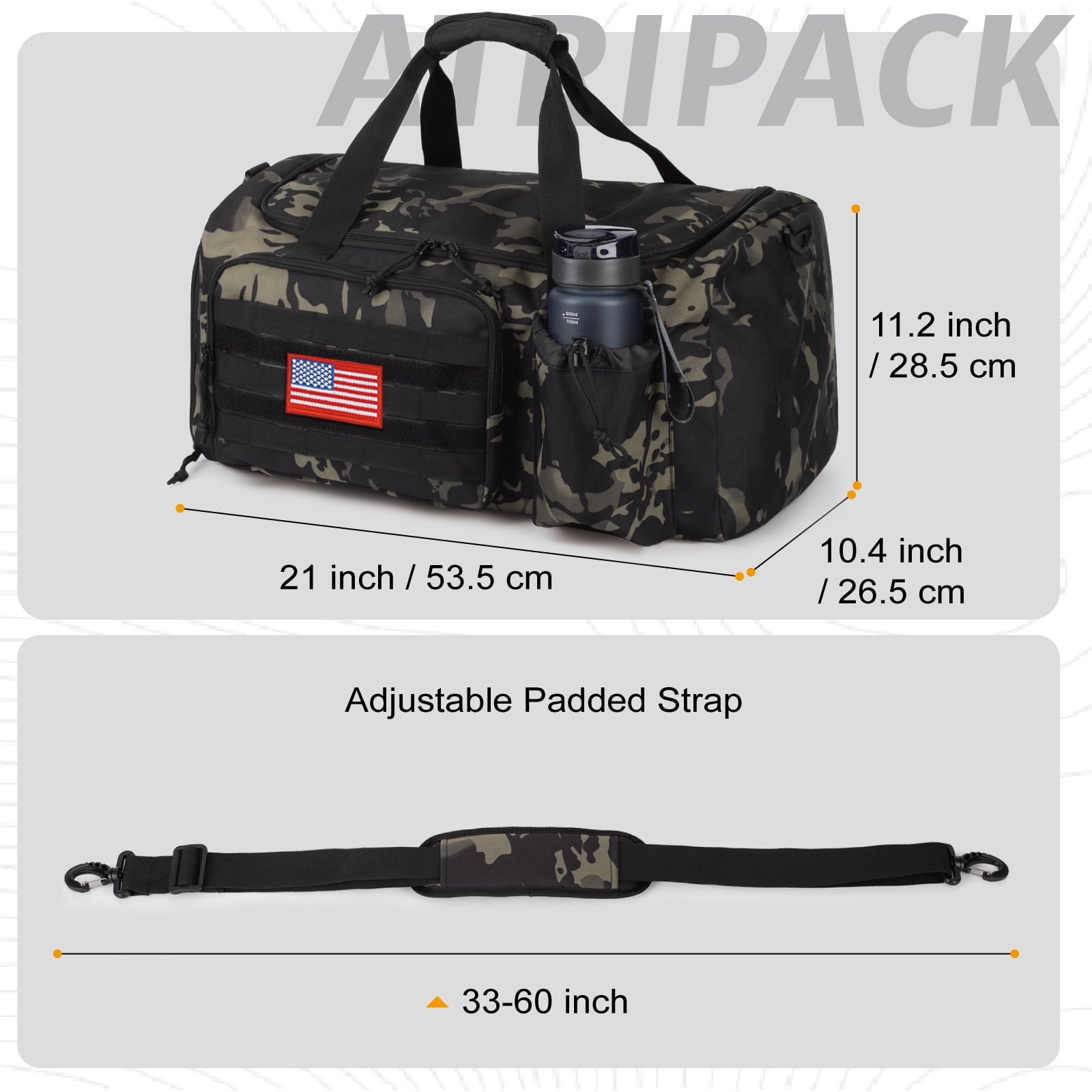 TRIPGEAR Large 40L 2-in-1 Convertible Sports Bag, Multi-functional Travel Duffle with Shoe Compartment for Daily Use