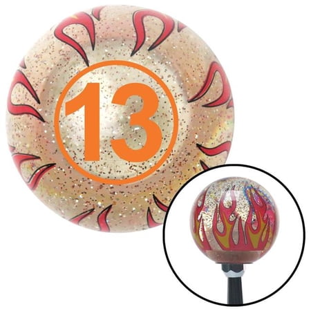 American Shifter Orange Ball No. 13 Clear Flame Metal Flake Shift Knob with M16 x 1.5 Insert Shifter Brody