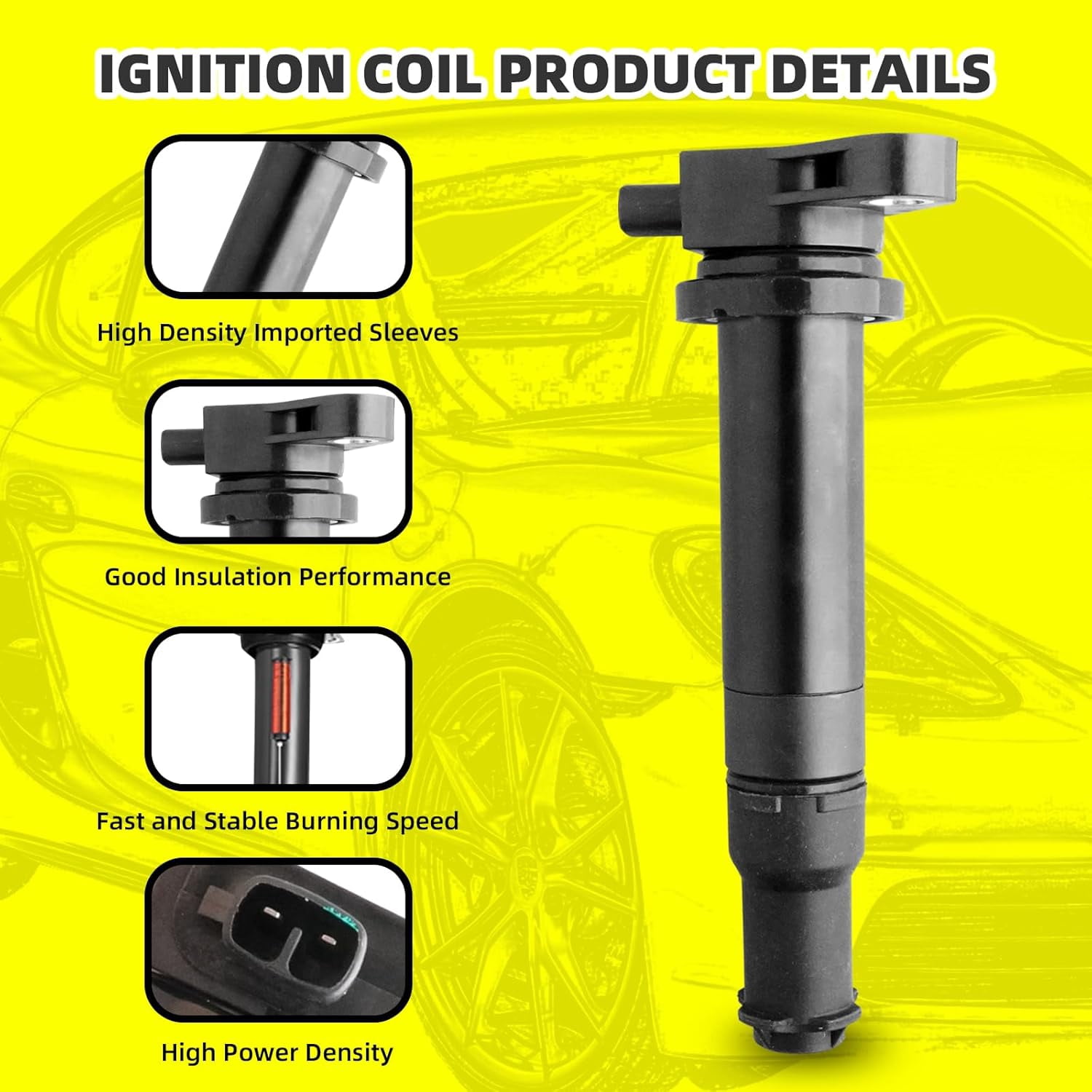 MOAUTO Set of 4 Ignition Coils Pack UF499 27301-26640 & 4 PCS Iridium Spark Plugs Compatible with Hyundai Kia Dodge 2006 2007 2008 2009 2010 2011 Accent Rio Rio5 Attitude 1.6L L4