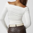 thumbnail image 2 of Gibobby Camisas De Vestir Camiseta de manga larga para mujer, cuello redondo, ajustada, sexy, básica（Blanco， M), 2 of 5