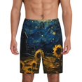 thumbnail image 1 of Fotbe Oil Starry Sky Sunflower Pantalones Cortos de Pijama para Hombre, Ropa de Dormir, Pantalones de Pijama Cortos para Hombre-XX-Large, 1 of 6