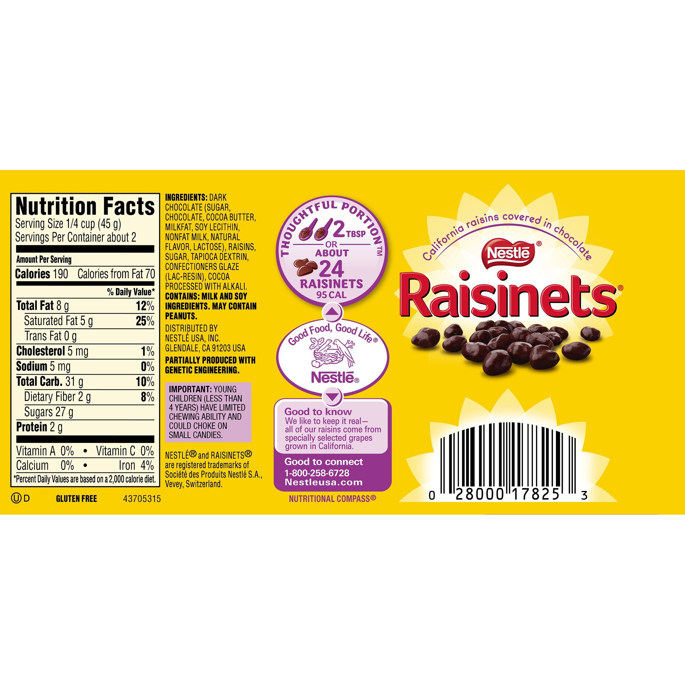 Raisinets Dark Chocolate, 3.5 Oz., 18 Count
