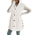 thumbnail image 6 of Women's Fuzzy Fleece Vest Sleeveless Sherpa Jacket with Hood Button Front Winter Warm Lightweight Outerwear, 6 of 6
