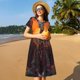 thumbnail image 4 of Easygdp Tree Hollow Meditating Giraffe para Vestido Transpirable de Mujer, Vestido Suelto de Manga Corta con Pliegues y Bolsillos para el Verano, 4 of 6