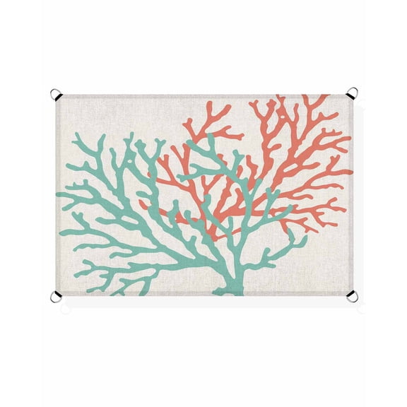 Summer Ocean Sun Shade Sail 6.5'X10' Sea Green Orange Coral UV Block Outdoor Sail Shades Breathable Waterproof Rectangular Sunshade for Patio Garden Pool Pergola Porch