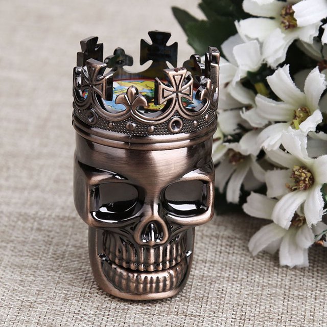 Trituradora de molinillo para fumar, especias, tabaco, hierbas, metal, calavera, 3 capas (canela)