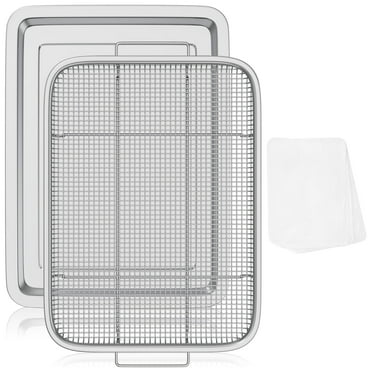 Advgears 15.7 × 11.7 Inch Air Fryer Basket for Oven with Baking Paper, Baking Pans Set, Stainless Steel Baking Sheet for Baking and Cooking