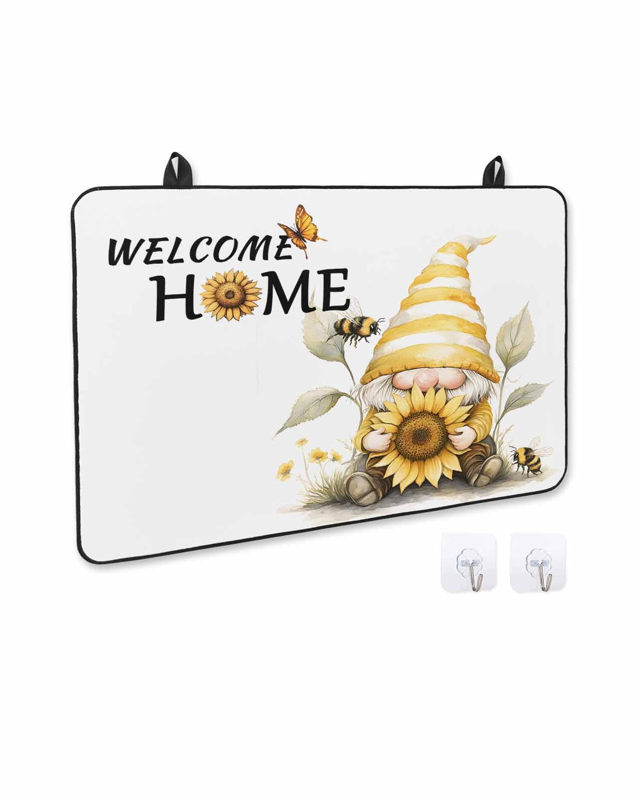 nqOlkjepod Large Induction Cooktop Protector Mat 28.5"x20.5", Yellow Sunflower Stove Top Covers for Electric Stove, Gnomes Vintage Bee Butterfly Art Stove Burner Cover Mats, Glass Top Stove Cover