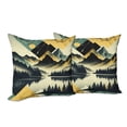 thumbnail image 2 of Ambesonne Lake Throw Pillow Cover Pack of 2, Dark Woods Mountains Modern, 2 Pcs-18"x18", Dark Green Teal Khaki, 2 of 5