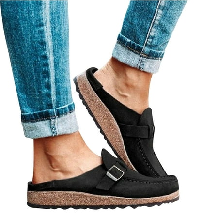

Tuscom Fashion Plus Size Women Flat Shoes Heelless Slide Slippers Flip Flop Belt Buckle Nubuck Women s Slippers Slip On Shoes