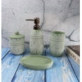 thumbnail image 6 of Green Bathroom Accessories Set,Farmhouse Bathroom Decor,4 Pcs Resin Gift Set Apartment Necessities, Contain Cotton Swab Jar,Soap Dispenser,Tumbler，Soap Dish/Tray, 6 of 6