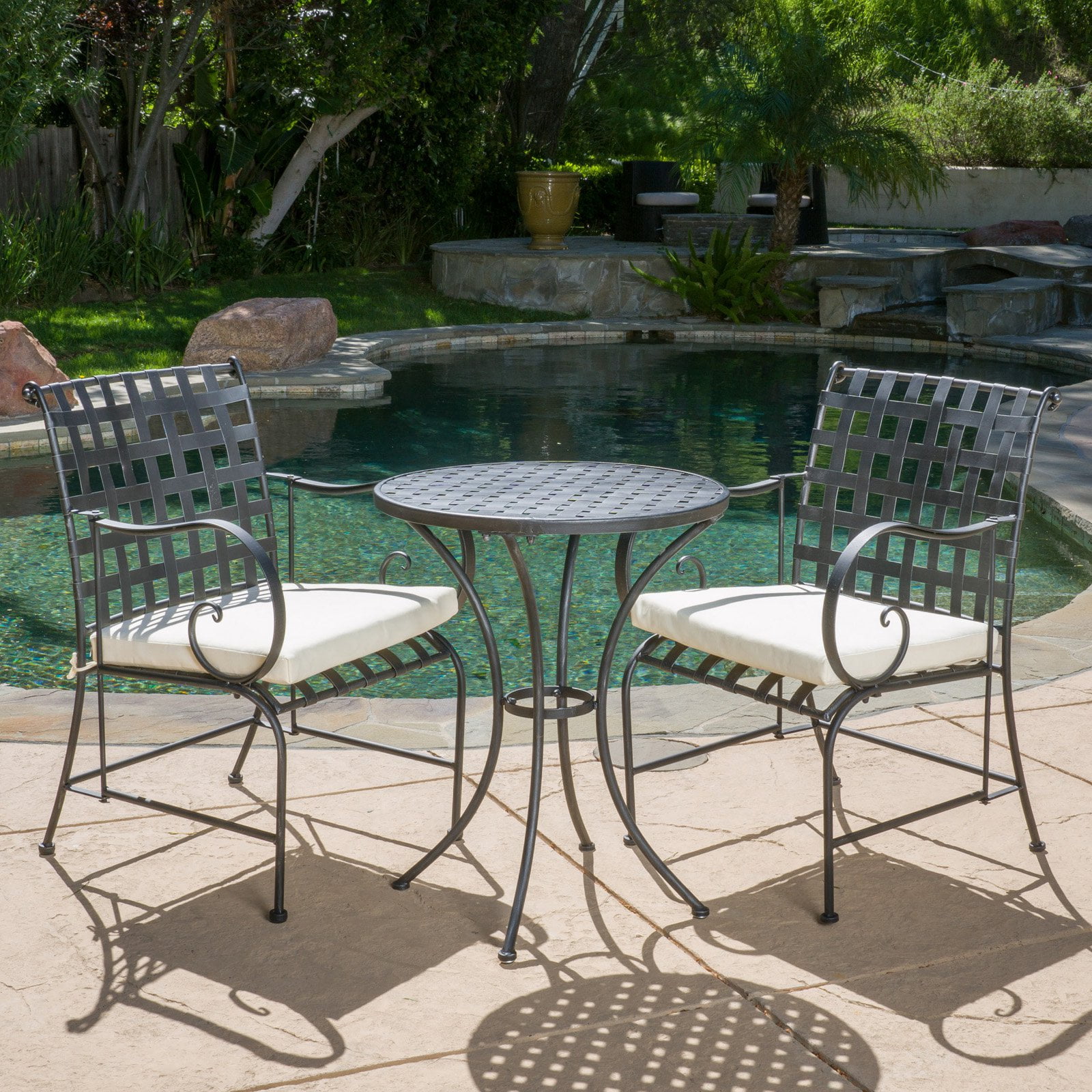 Addison Aluminum 3 Piece Round Patio Dining Set With Cushions Addison Aluminum 3 Piece Round Patio Dining Set With Cushions Com