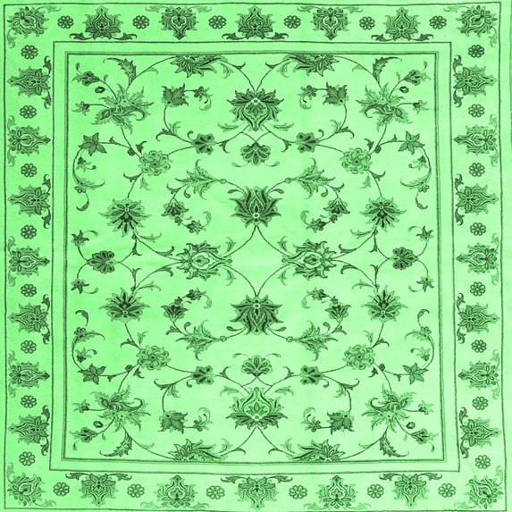 Ahgly Company Indoor Square Persian Emerald Green Traditional Area Rugs, 5' Square