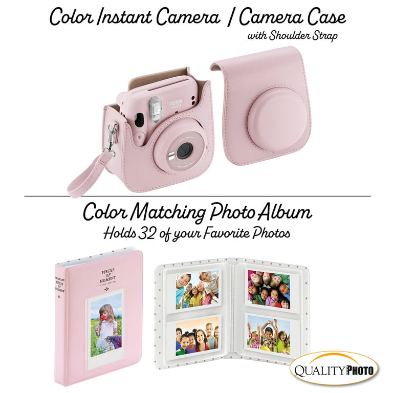 Fujifilm Instax Mini 11 Instant Camera (Blush Pink) with Case, 20 Fujifilm Films and More Accessories with Quality Photo Microfiber Cloth