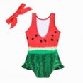 thumbnail image 3 of Gubotare Girls Bathing Suit for Kid Baby Girl One Piece Swimsuits Floral Plaid Print Fly Sleeve Summer Jumpsuit Swimwear Beachwear Bikini Bathing Suit 12 18 Months (Red,12-18 Months), 3 of 9