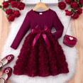 thumbnail image 2 of oqasdz Dresses for Girls Elegant Solid Color with Rose Pattern Floral Design for Daily Wear Birthday Holiday Party Dress, 2 of 7