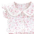 thumbnail image 4 of IFNWSV Girls Summer Outfits 2 Piece Floral Print Short Sleeve Casual Pan Collar Top and Bow Shorts Set Pink 3-4 Years, 4 of 6
